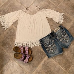Charlotte Russe Off the Shoulder White Boho Top